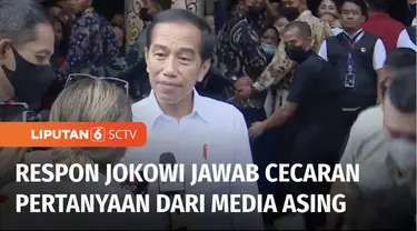 Saat blusukan ke Pasar Badung, Denpasar, Bali, Presiden Joko Widodo dicecar sejumlah pertanyaan oleh wartawan asing. Presiden Joko Widodo diminta menjawab pertanyaan tentang perhelatan KTT G20 hingga konflik Rusia dan Ukraina.