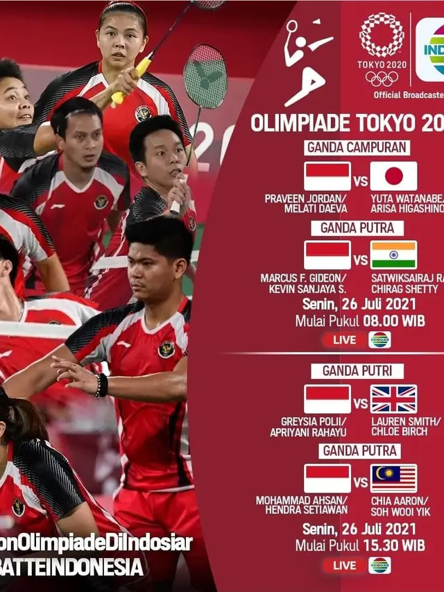 Bulu Tangkis Olimpiade Tokyo (Senin, 26 Juli 2021)