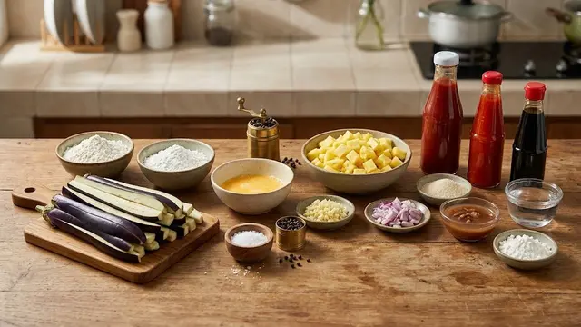 Bahan-Bahan Terong Krispi Saus Asam Manis Nanas