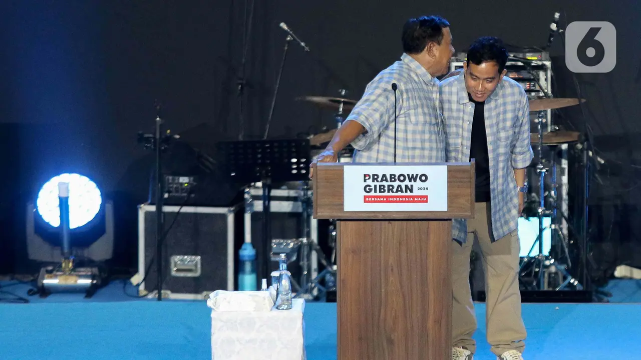 Momen Pidato Kemenangan Hasil Hitung Cepat Pasangan Prabowo-Gibran di Istora Senayan Jakarta