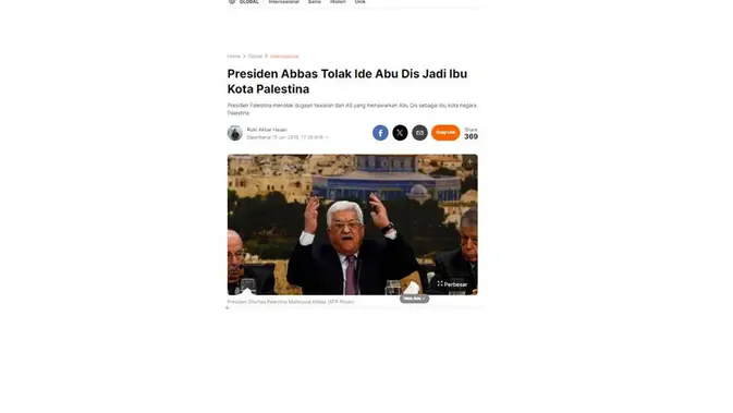 <p>Cek Fakta artikel Liputan6 terkait Presiden Palestina</p>