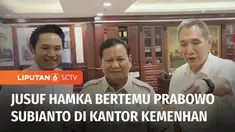 Pengusaha Jusuf Hamka bertemu dengan Menteri Pertahanan Prabowo Subianto di Kantor Kemenhan, Jakarta. Jusuf Hamka menyampaikan harapannya, agar pemimpin berikutnya merupakan sosok yang tegas seperti Prabowo.