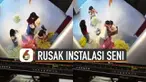 Terekam kamera cctv pengunjung cafe rusak instalasi seni demi konten foto anjingnya.