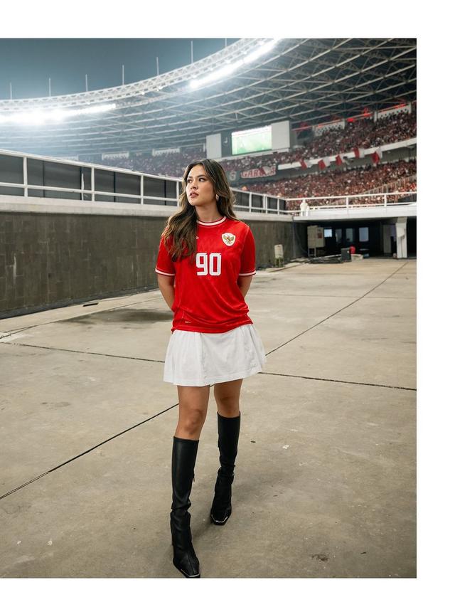 Pakai Jersey Angka Keberuntungan, Raisa Tampil Stylish di Kualifikasi Piala Dunia Timnas