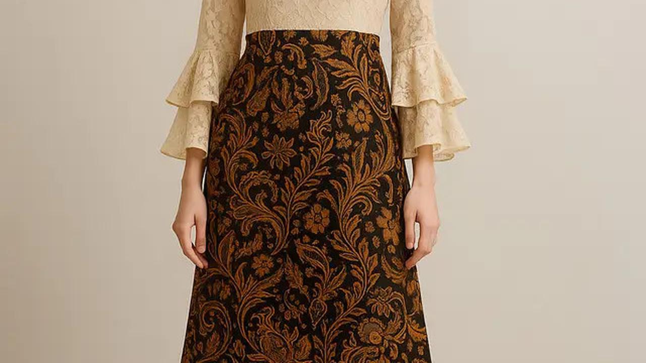 7 Model Batik Brokat Kombinasi Lengan Ruffle Modern, Anggun dan Kekinian