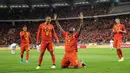 8. Tim Nasional Belgia (57 Gol). Romelu Lukaku telah membukukan 57 gol untuk Belgia dalam 89 penampilannya mulai tahun 2010 hingga 2020. (AFP/Bruno Fahy/Belga)