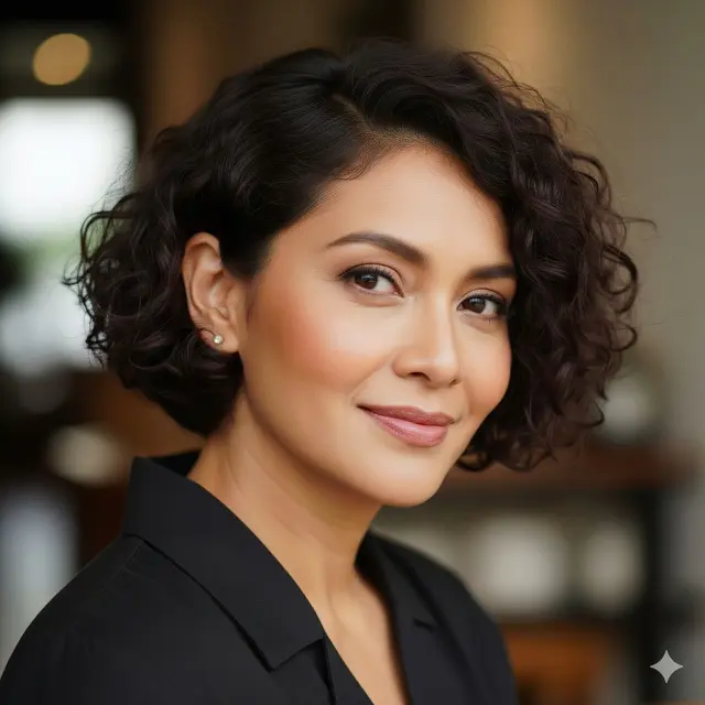 Model Rambut Keriting Pendek untuk Wanita 40 Tahun