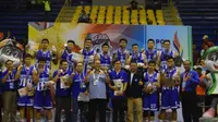 Tim putra Jawa Barat meraih medali emas pada cabang basket PON 2016 di GOR C'tra Arena, Bandung, Rabu (28/9/2016). (Humas PON)