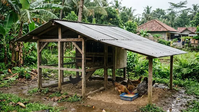 Cara Membuat Area Pakan Ayam yang Tidak Mudah Terkena Air Hujan
