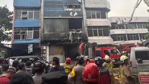 Kebakaran Gedung PT Terra Drone di Cempaka Baru, Cempaka Putih, Jakarta Putih. (Liputan6.com/Ady Anugrahadi)