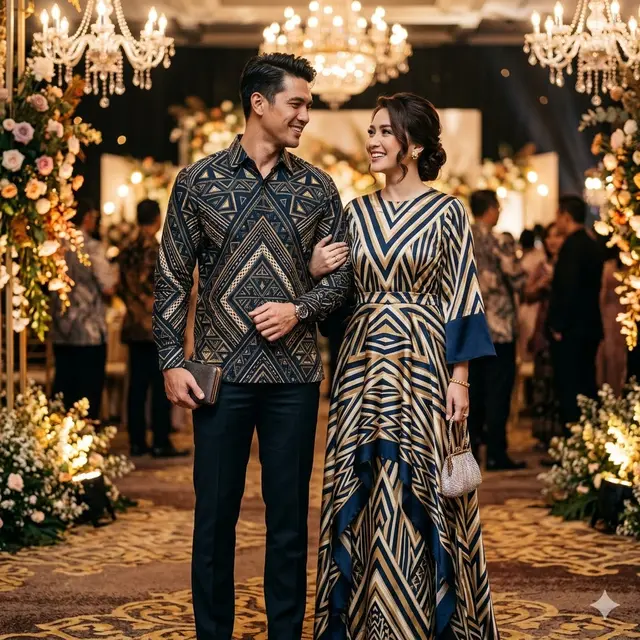 Model Gamis Batik Kombinasi Couple Terbaru