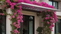 Model kanopi rumah dihiasi bunga Bugenvil (sumber foto generate oleh AI)