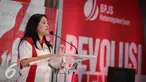 Menteri PMK, Puan Maharani memberikan sambutan saat acara Deklarasi Revolusi Mental di BPJS Ketenagakerjaan, Jakarta, Rabu (23/3). BPJS Ketenagakerjaan dapat menjadi pelopor perubahan dalam Gerakan Nasional Revolusi Mental. (Liputn6.com/Faizal Fanani)
