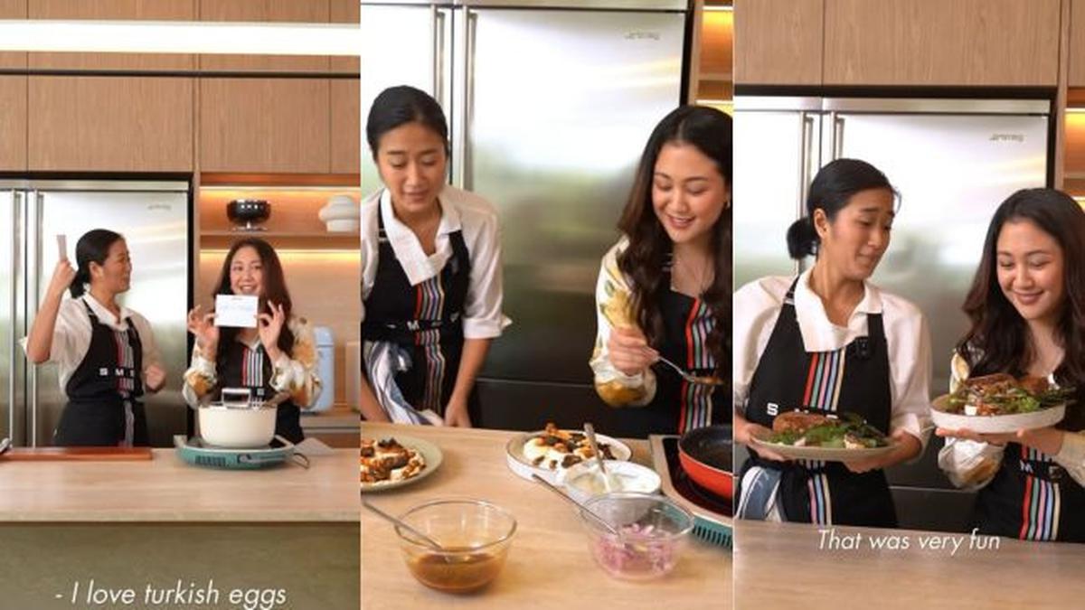 Ceria Penuh Tawa, 7 Potret Sherina Munaf dan Chef Renatta Moeloek Masak Turkish Eggs