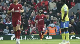 Gol Liverpool dicetak Diogo Jota (47'), (55') dan Mohamed Salah (70'). (AP Photo/Rui Vieira)