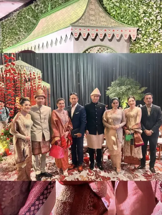 Para tamu undangan yang hadir tampak begitu mewah dengan balutan kain songket yang indah.  [Foto: Instagram/ PSafiera]