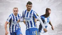 Ilustrasi - Leandro Trossard, Pascal Gross, Alexis Mac Allister (Bola.com/Adreanus Titus)
