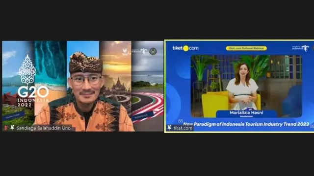 Menparekraf  Sandiaga Uno di Webinar Nasional tiket.com, Selasa, 13 Desember 2022.