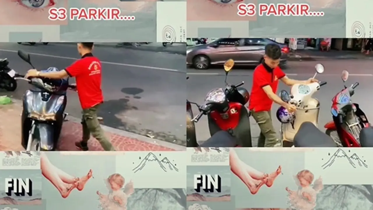 Tukang Parkir Ini Punya Teknik Unik Saat Pindahkan Motor, Netizen: Pro Abis