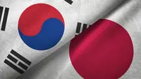 Ilustrasi bendera Jepang dan Korea Selatan. (Unsplash)