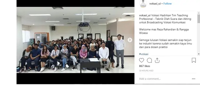 Reza Rahadian (Foto: Instagram/vokasi_UI)