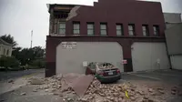 Salah satu bangunan yang hancur akibat gempa di Napa, California Utara, AS. (Reuters/Stephen Lam)