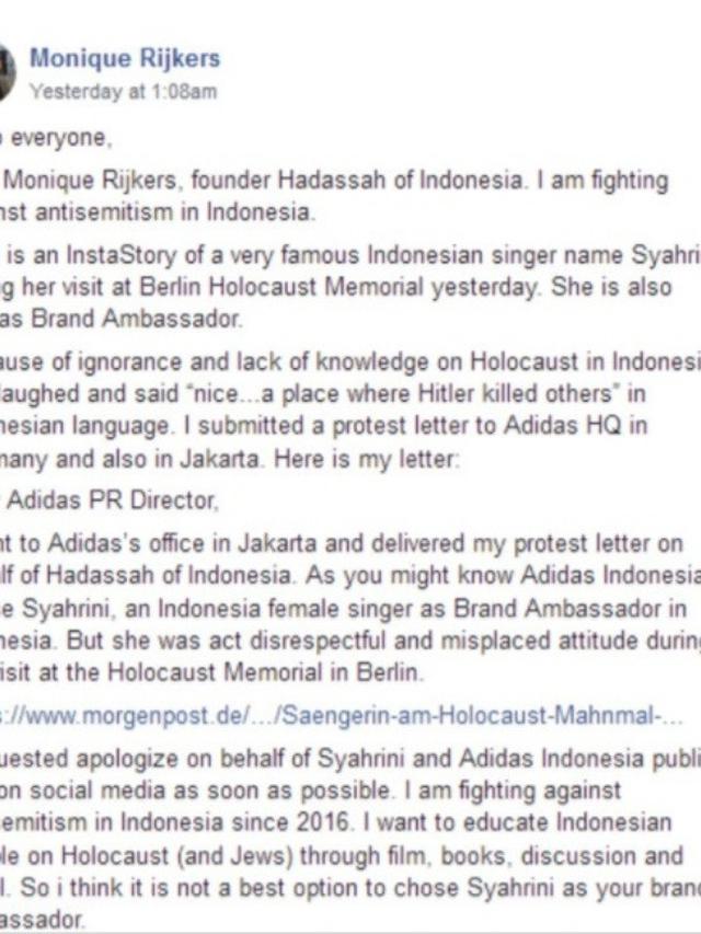 Protes Monika terhadap Adidas / Credit: HSA - Holocaust Social Archive Facebook