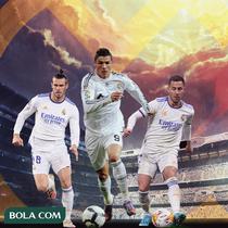 Real Madrid - Gareth Bale, Cristiano Ronaldo, Eden Hazard (Bola.com/Adreanus Titus)