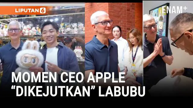 CEO Apple Tim Cook berkunjung ke Shanghai pada Senin (13/10) sore waktu setempat dan mendapat kejutan berupa sebuah figur Labubu spesial.