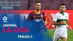 Berita motion grafis jadwal Liga Spanyol 2020-2021 pekan ketiga. Barcelona ditantang Villarreal, Senin (28/9/2020) dini hari WIB di Camp Nou, Barcelona.