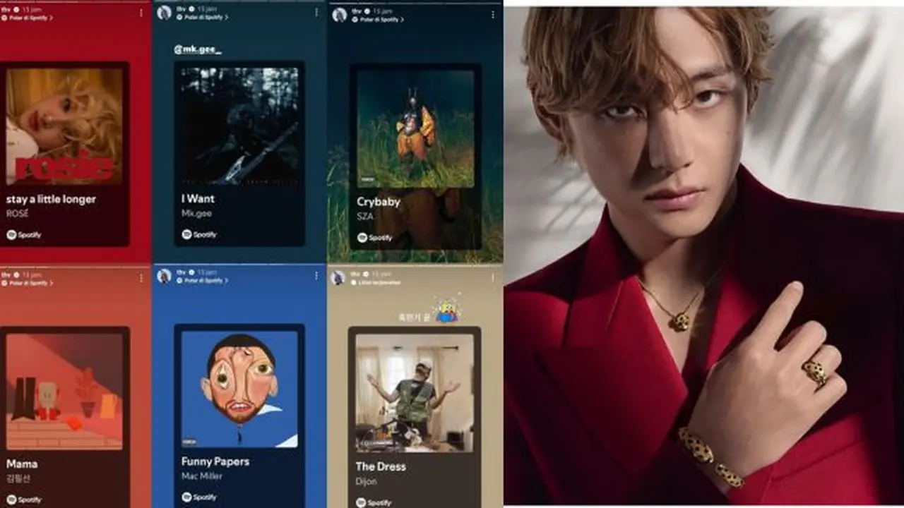V BTS Disebut Akhiri Perang Dingin Fans Usai Bagikan Daftar Playlist Berisikan Lagu Rose BLACKPINK (instagram/thv).