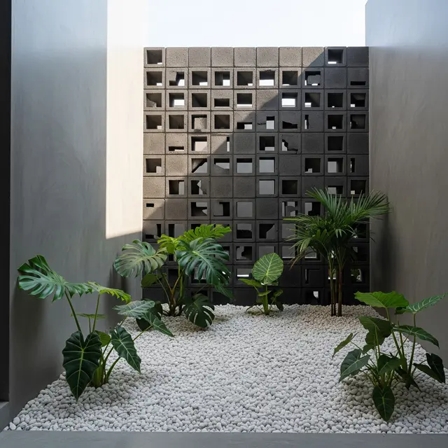 Inspirasi Taman Kering dengan Roster dan Batu Koral (Image by Gemini AI)
