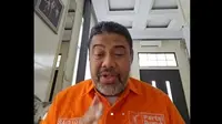 Presiden Konfederasi Serikat Pekerja Indonesia (KSPI) Said Iqbal menanggapi kebijakan tarif yang diumumkan oleh presiden AS Donald Trump. (Arief/Liputan6.com)&nbsp;