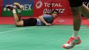Aksi Ricky Karanda meladeni permainan Gischa Islami/Yantoni pada babak kedua Daihatsu Indonesia Master 2018, Kamis (25/1/2018). Debby/Ricky kalah 21-15 10-21 21-14. (Bola.com/Nick Hanoatubun)