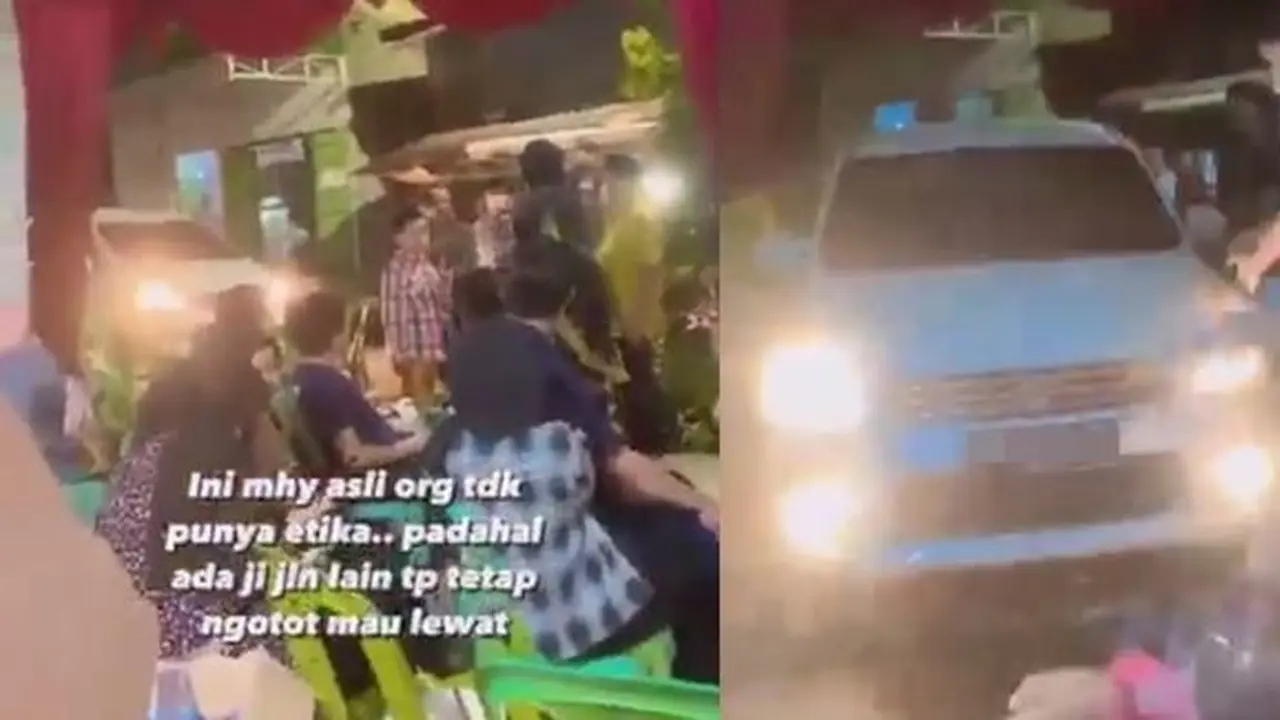 Mobil terobos tenda hajatan