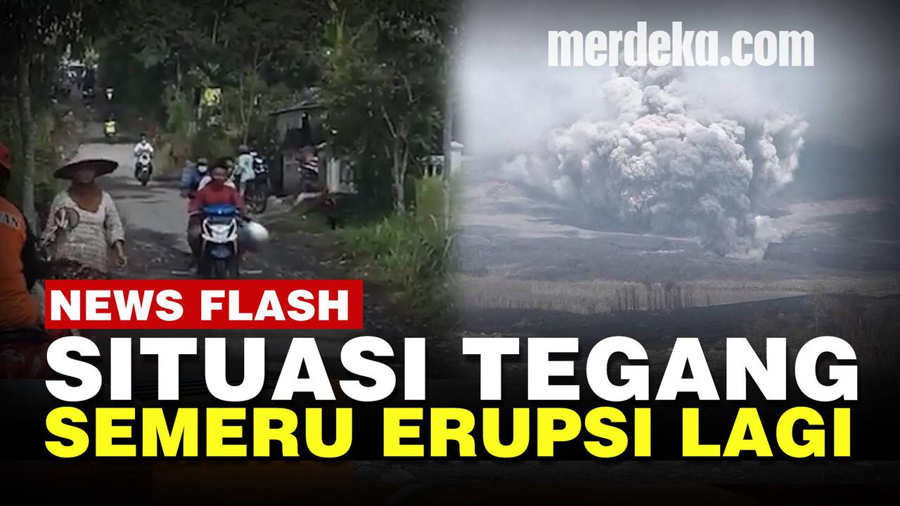 VIDEO: Gunung Semeru Kembali Erupsi, Warga Panik Berlarian Selamatkan Diri