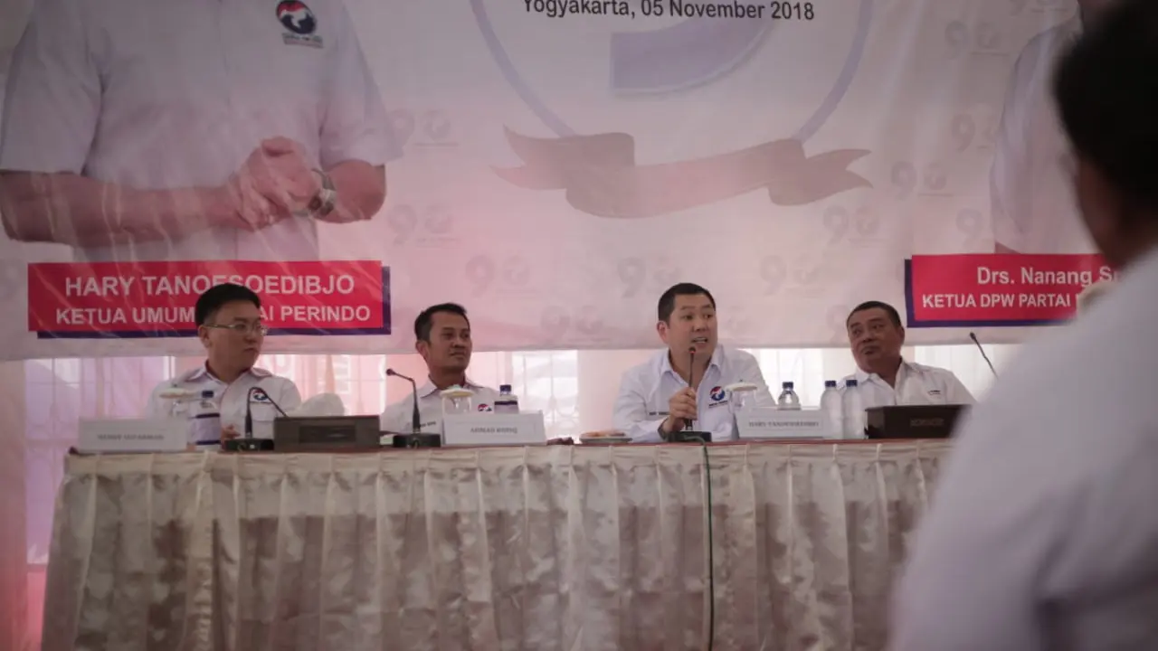 Ketua Umum Partai Perindo Hary Tanoesoedibjo memberikan pembekalan kepada calon anggota legislatif seluruh Yogyakarta. (Istimewa)