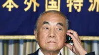 Yasuhiro Nakasone, mantan Perdana Menteri Jepang saat konferensi pers pada tahun 2017. (Shuji Kajiyama, File / Associated Press)