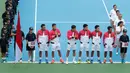 Para petenis Indonesia mengikuti pembukaan Davis 2018 grup dua Asia/Oceania di Senayan, Jakarta, Sabtu (3/2/2018). Indonesia berebut satu tiket  ke babak kedua dengan Filipina. (Bola.com/Nick Hanoatubun)