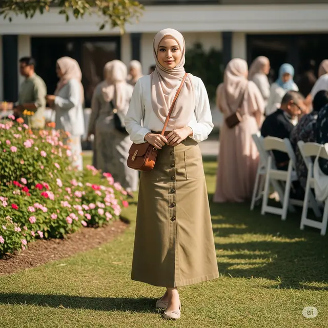 High Waist Button Skirt untuk Tampilan Ceria
