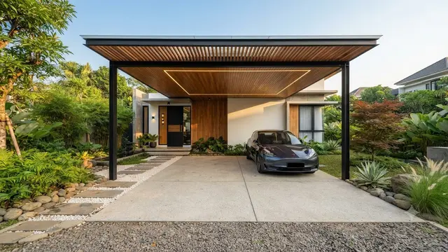 Model Carport Bergaya Japandi Modern