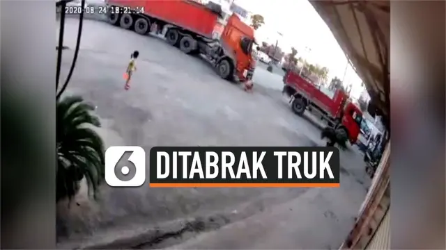 VIDEO: Detik-Detik Bocah 6 Tahun Selamat Usai Ditabrak Truk