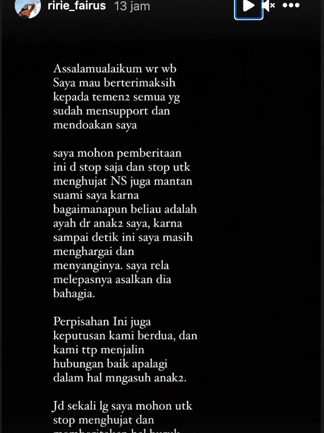 Unggahan Ririe Fairus. (Foto: Instagram @ririe_fairus)