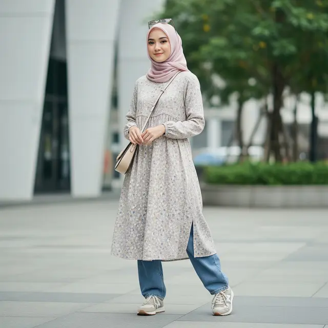 Padu Padan Busana Muslim dengan Baggy Jeans