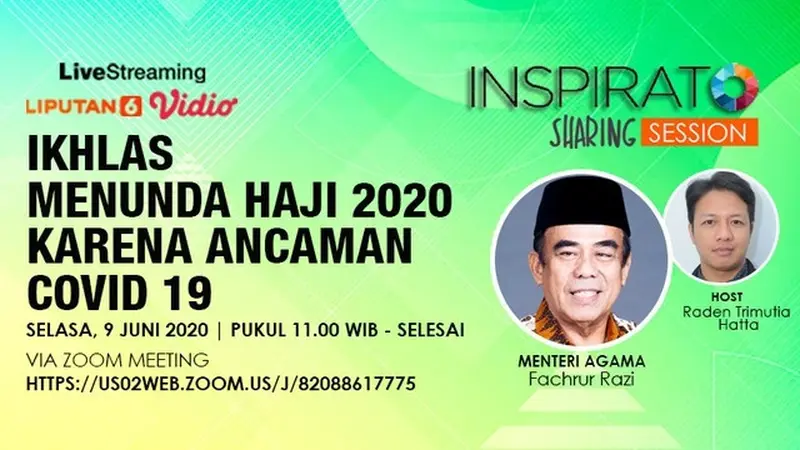 Live Streaming Ikhlas Menunda Haji 2020 karena Ancaman Covid-19 Bersama Menag Fahcrul Razi