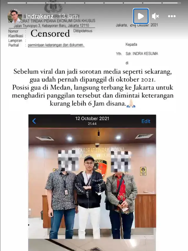 Unggahan Indra Kesuma alias Indra Kenz. (Foto: Dok. Instagram @indrakenz)