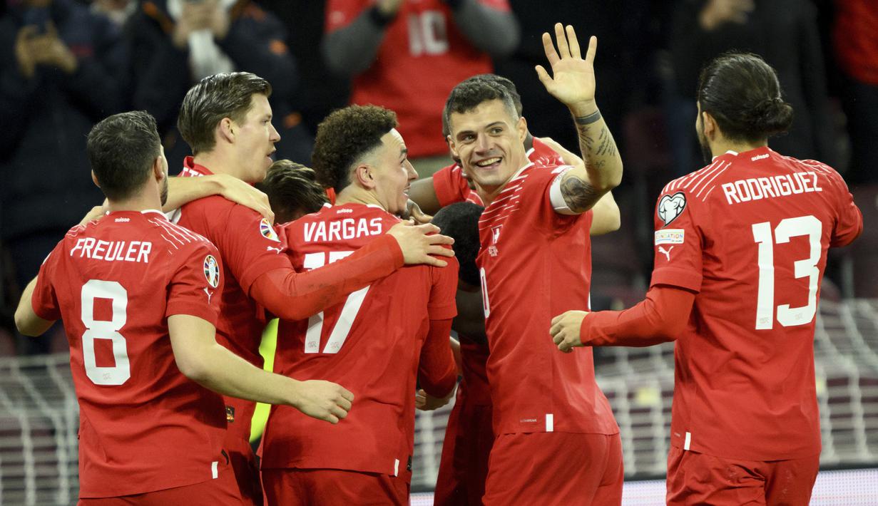 Swiss menang telak atas Israel dengan skor 3-0. (Salvatore Di Nolfi/Keystone via AP)