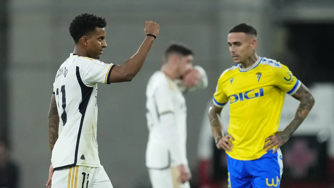 Selebrasi Rodrygo saat membantu Real Madrid mencukur Cadiz di LaLiga