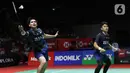 Leo Rolly Carnando/Daniel Marthin melangkah ke perempatfinal Indonesia Open 2023. (Liputan6.com/Helmi Fithriansyah)