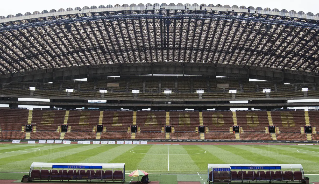 Suasana Stadion Shah Alam yang akan menjadi tempat pertandingan Grup B cabang sepak bola SEA Games 2017 Malaysia antara Indonesia melawan Thailand pada Selasa (15/8/2017). (Bola.com/Vitalis Yogi Trisna)